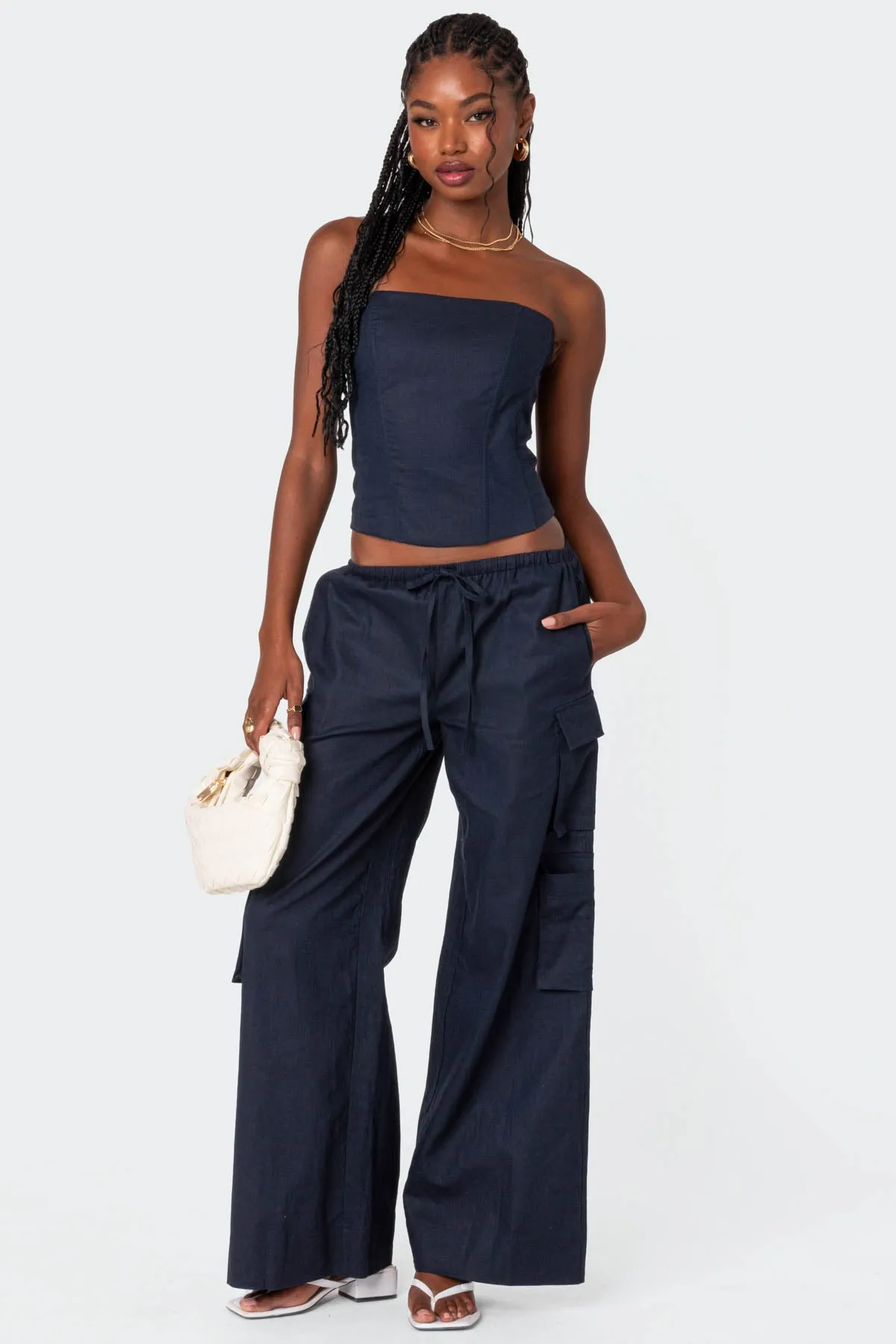 Bristol Linen Look Corset sold by Edikted product image thumbnail 2