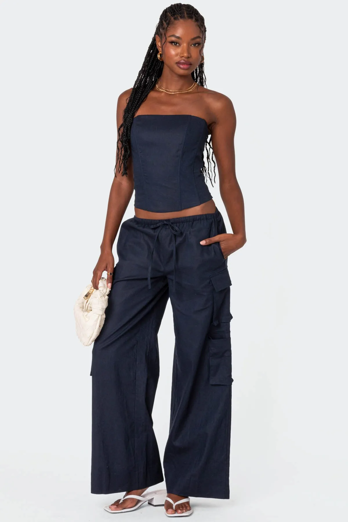 Bristol Linen Look Corset sold by Edikted product image thumbnail 4