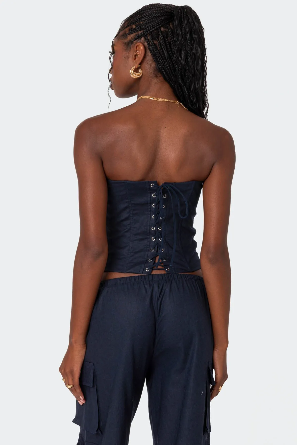 Bristol Linen Look Corset sold by Edikted product image thumbnail 5