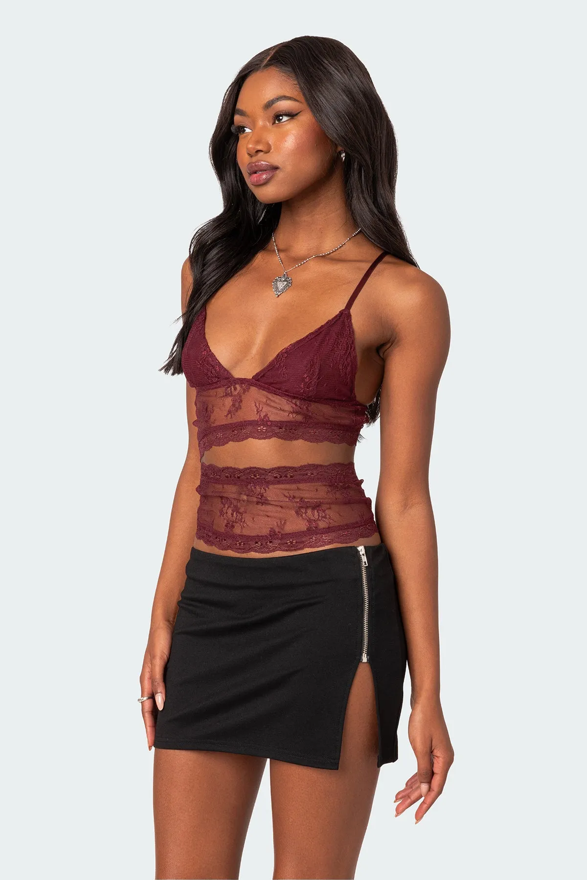Spice Cut Out Sheer Lace Tank Top sold by Edikted product image thumbnail 3