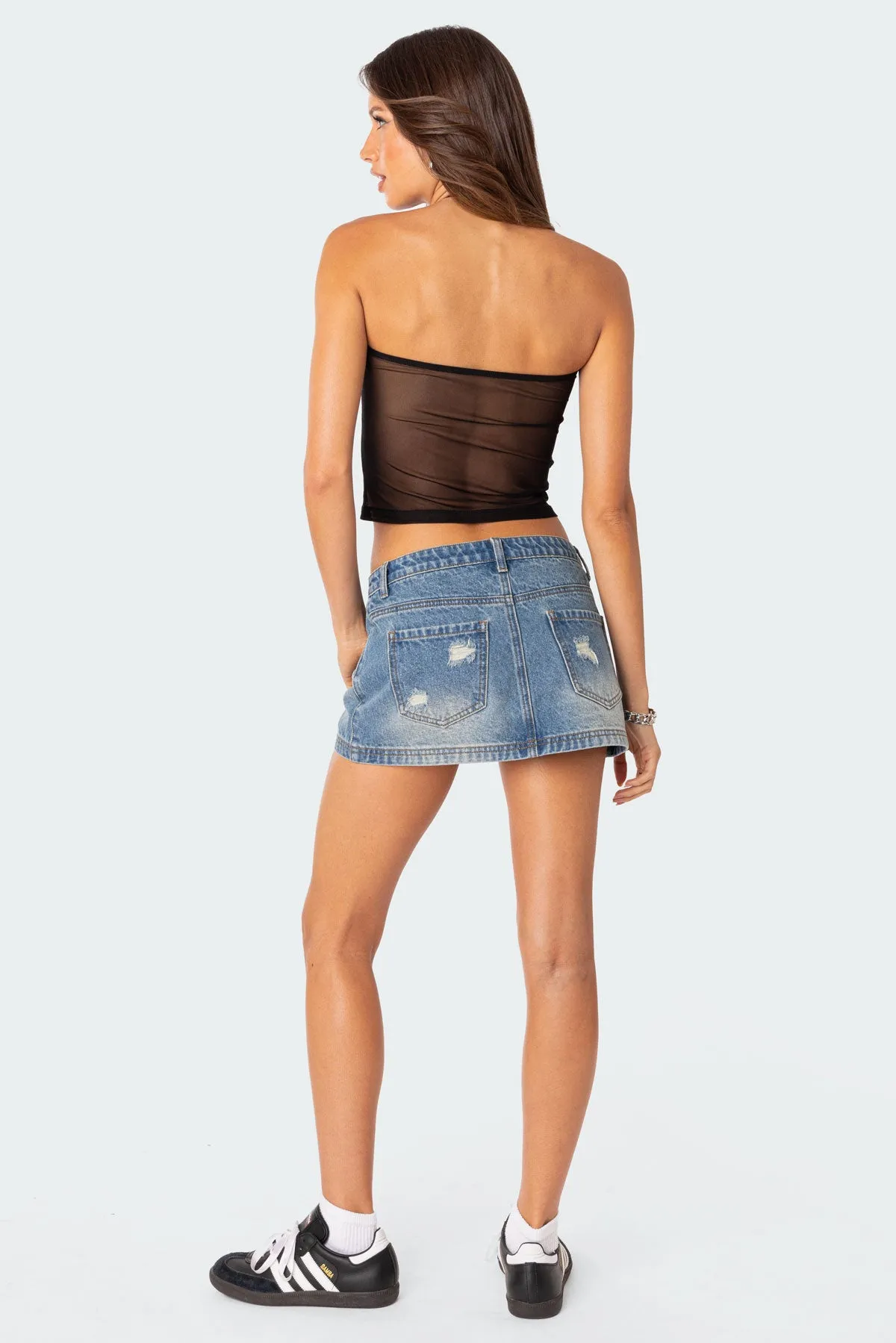 Distressed Denim Mini Skirt sold by Edikted product image thumbnail 3