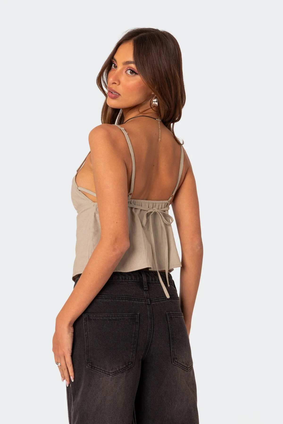 Linen Look Open Back Top sold by Edikted product image thumbnail 4