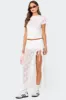 Ruffled Sheer Lace Maxi Skort sold by Edikted