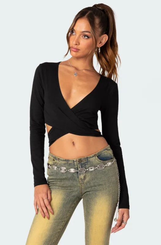 Layla Wrap Crop Top sold by Edikted