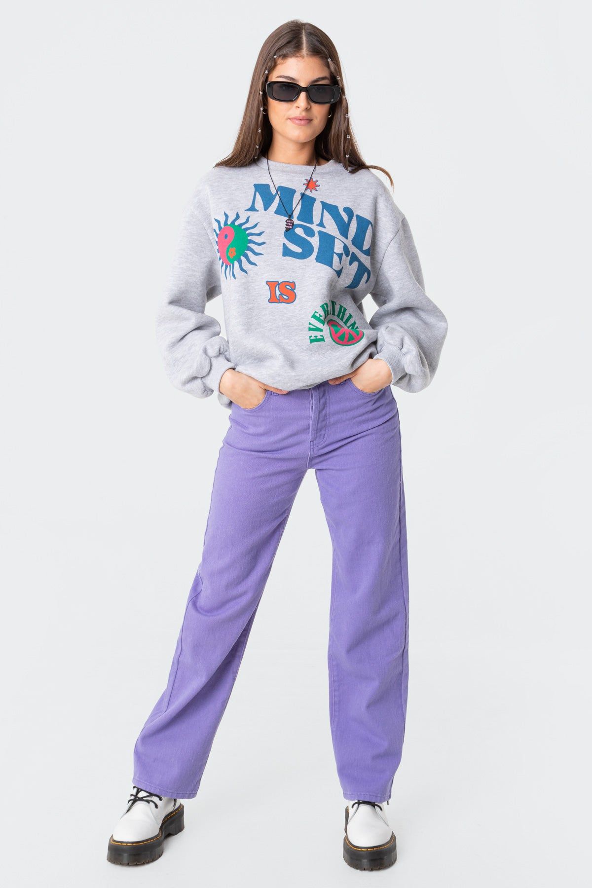 Happy Mindset Sweatshirt sold by Edikted product image thumbnail 2