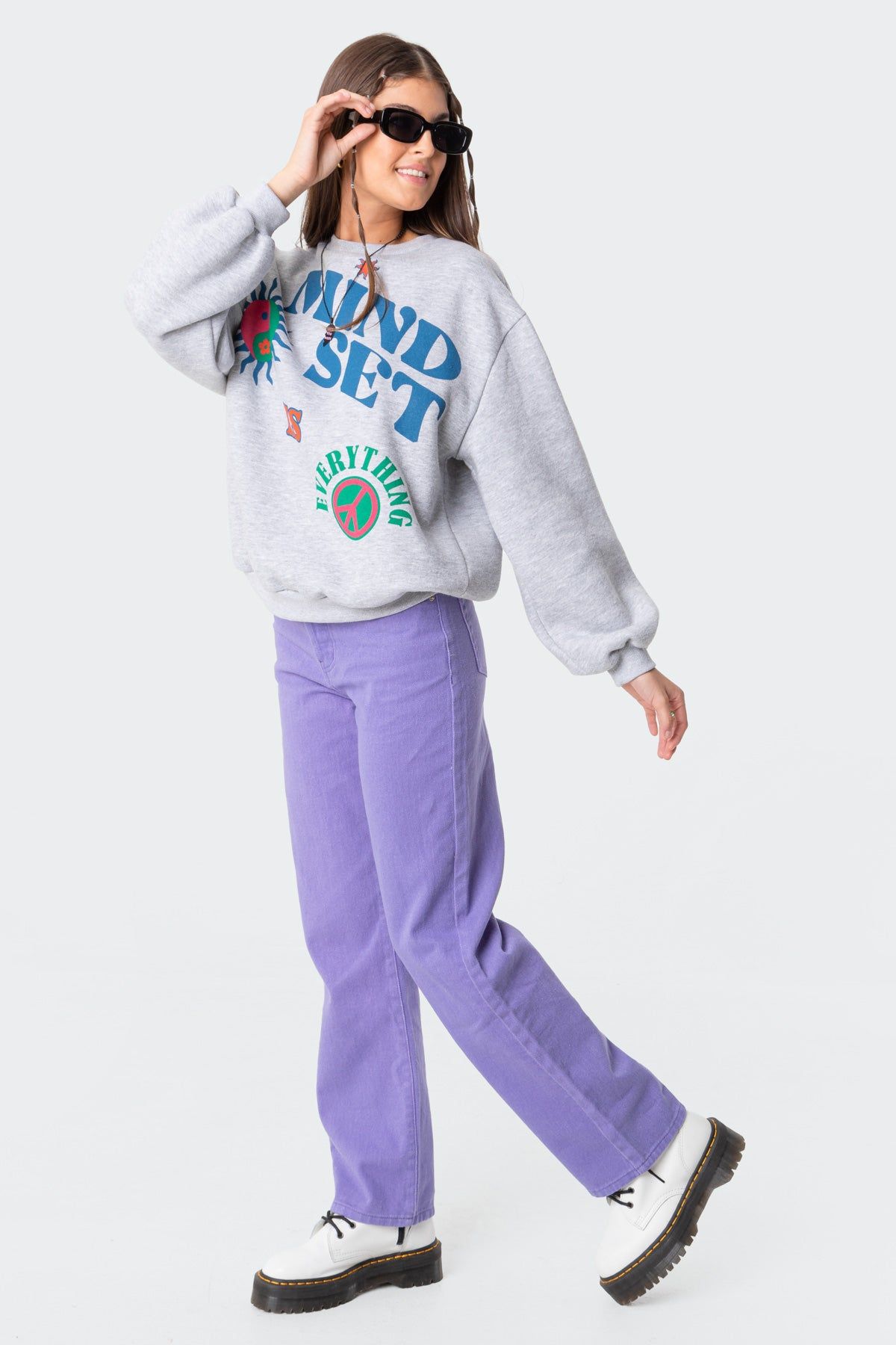 Happy Mindset Sweatshirt sold by Edikted product image thumbnail 4
