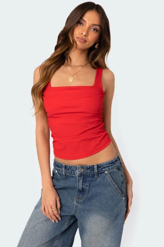 Rio Ruched Square Neck Top sold by Edikted