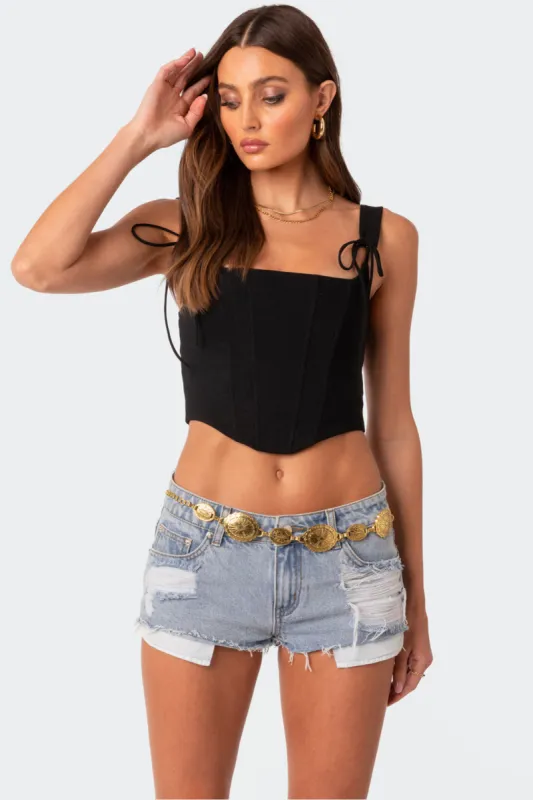 Genevive Woven Stretch Corset sold by Edikted