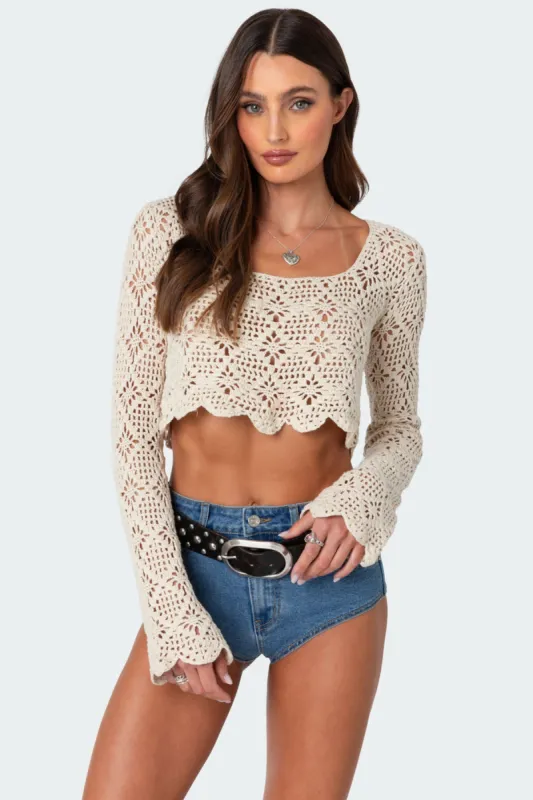 Tessie Crochet Top sold by Edikted