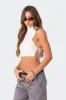 Knitted Side Lace-Up Top sold by Edikted
