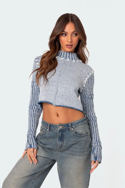 Pia Washed Turtle Neck Cropped Sweater sold by Edikted