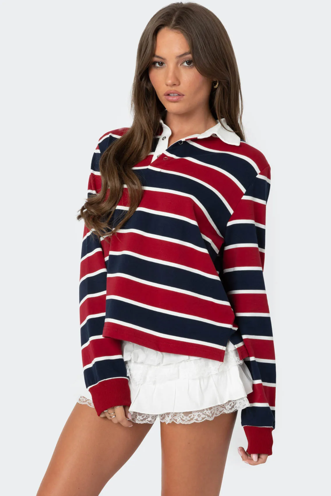 Hanna Striped Collared Shirt sold by Edikted product image thumbnail 3