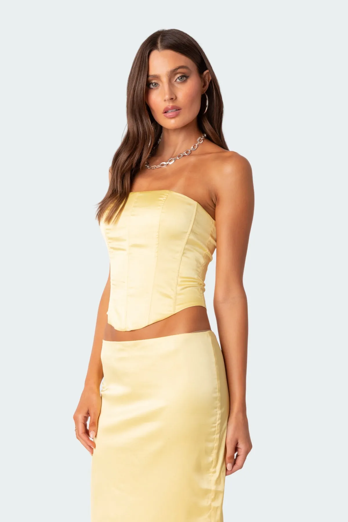 Gracelynn Satin Effect Lace Up Corset sold by Edikted product image thumbnail 4