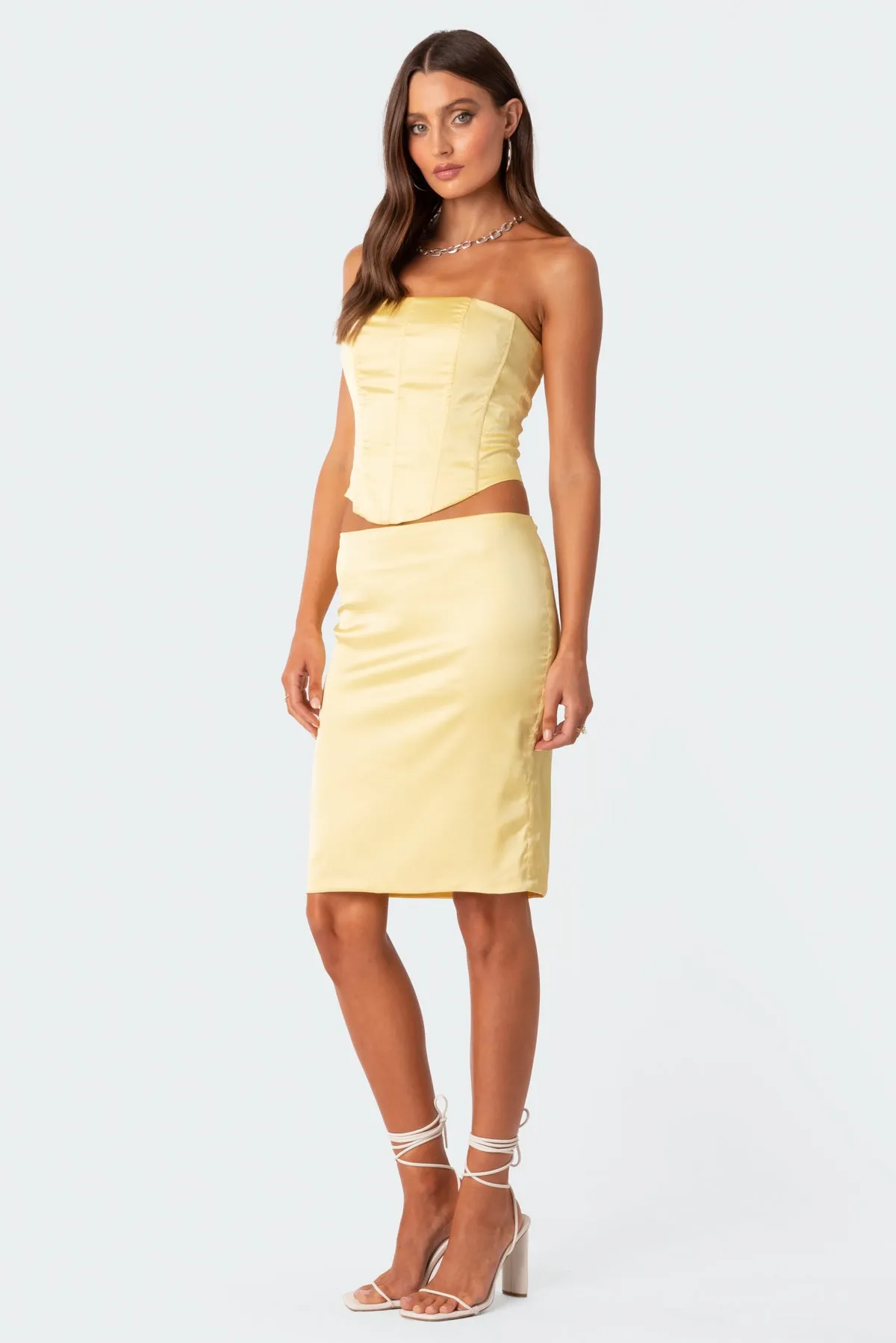 Gracelynn Satin Effect Lace Up Corset sold by Edikted product image thumbnail 3