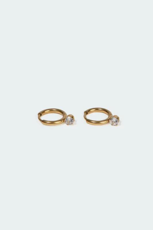 Crystal Stone Hoop Earrings sold by Edikted