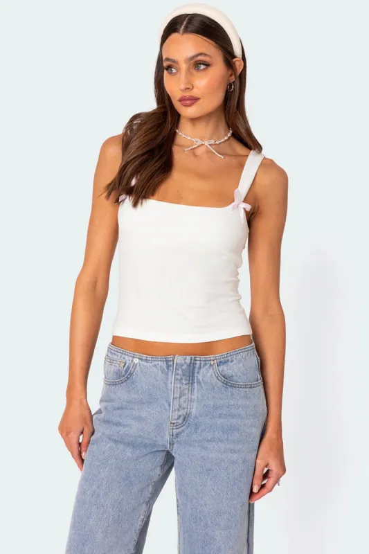 Lola Ribbed Tank Top sold by Edikted