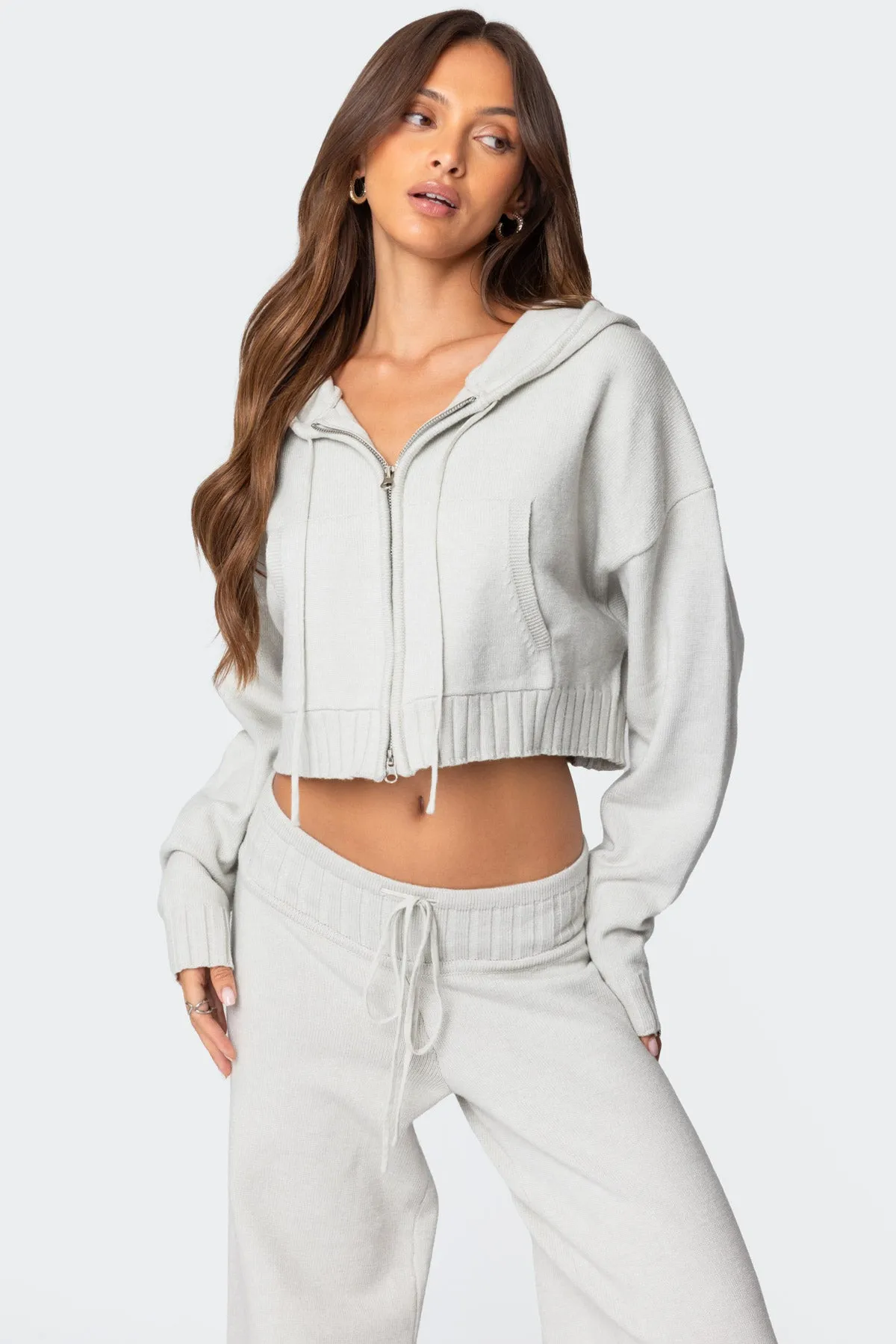 Russell Knit Hooded Cardigan sold by Edikted