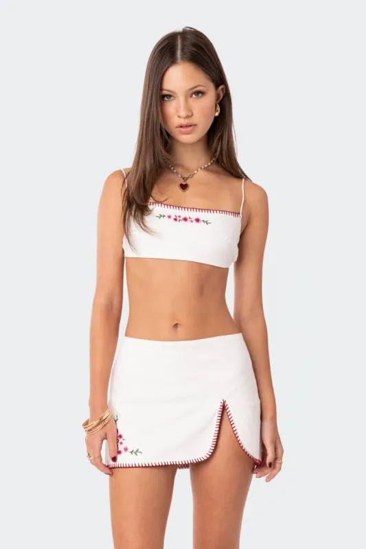 Lilo Embroidered Open Back Bralette made by Edikted