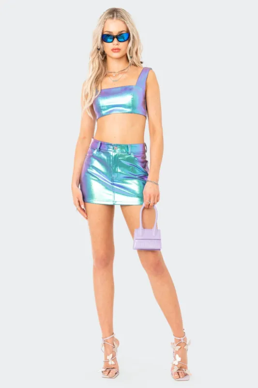 Metallic Faux Leather top sold by Edikted
