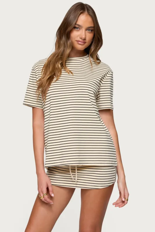 Brena Striped Oversized T Shirt sold by Edikted