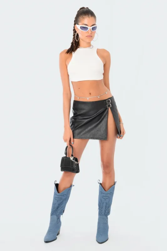 Gwyneth Faux Leather Mini Skirt sold by Edikted