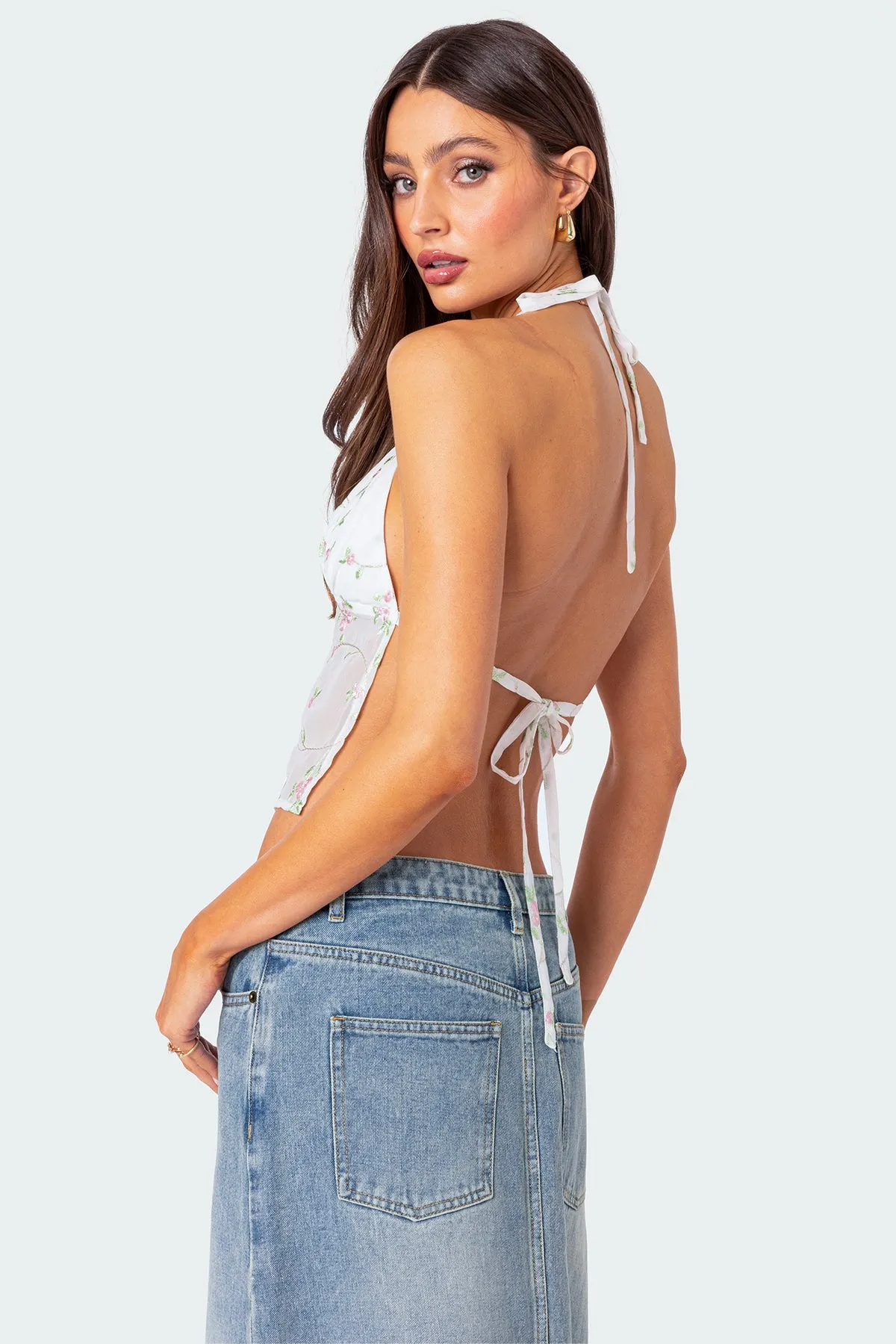 Embroidered Open Back Top sold by Edikted product image thumbnail 5