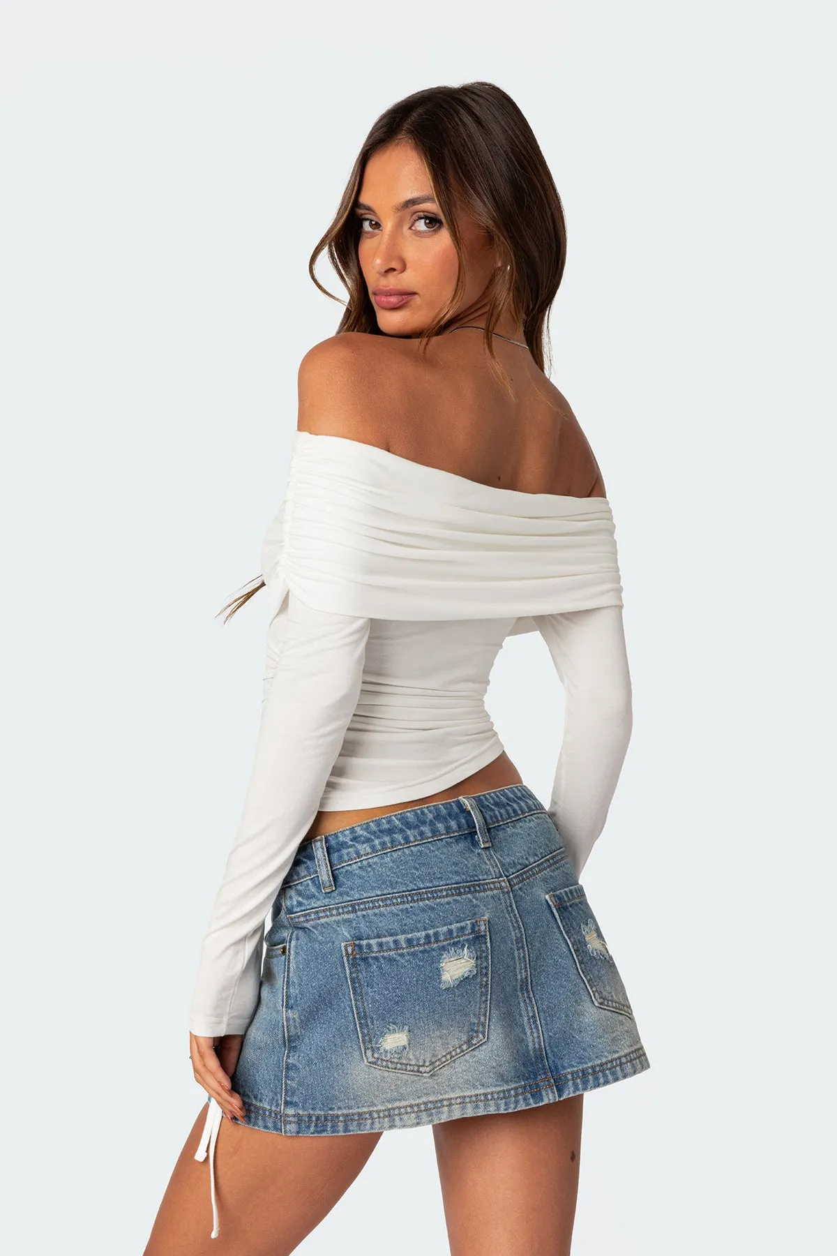 Gathered Fold Over Drawstring Top sold by Edikted product image thumbnail 4