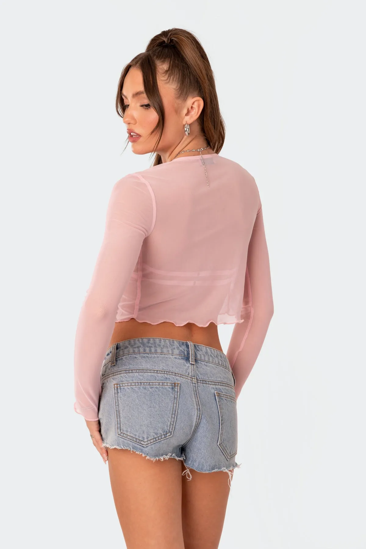 Tie Front Cupped Mesh Top sold by Edikted product image thumbnail 5