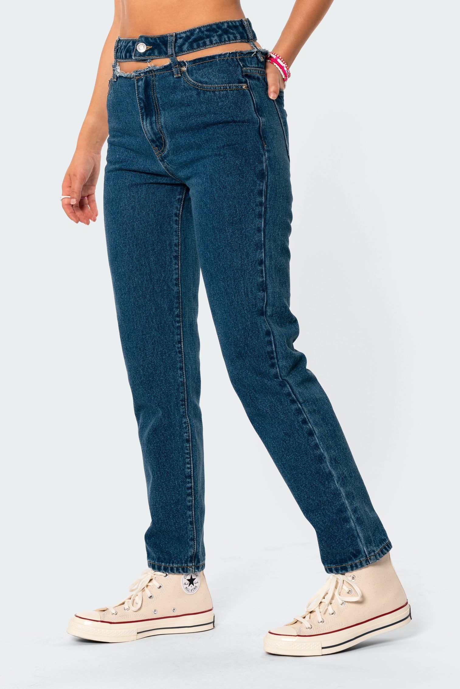 Slasher Belted Mom Jeans sold by Edikted product image thumbnail 4