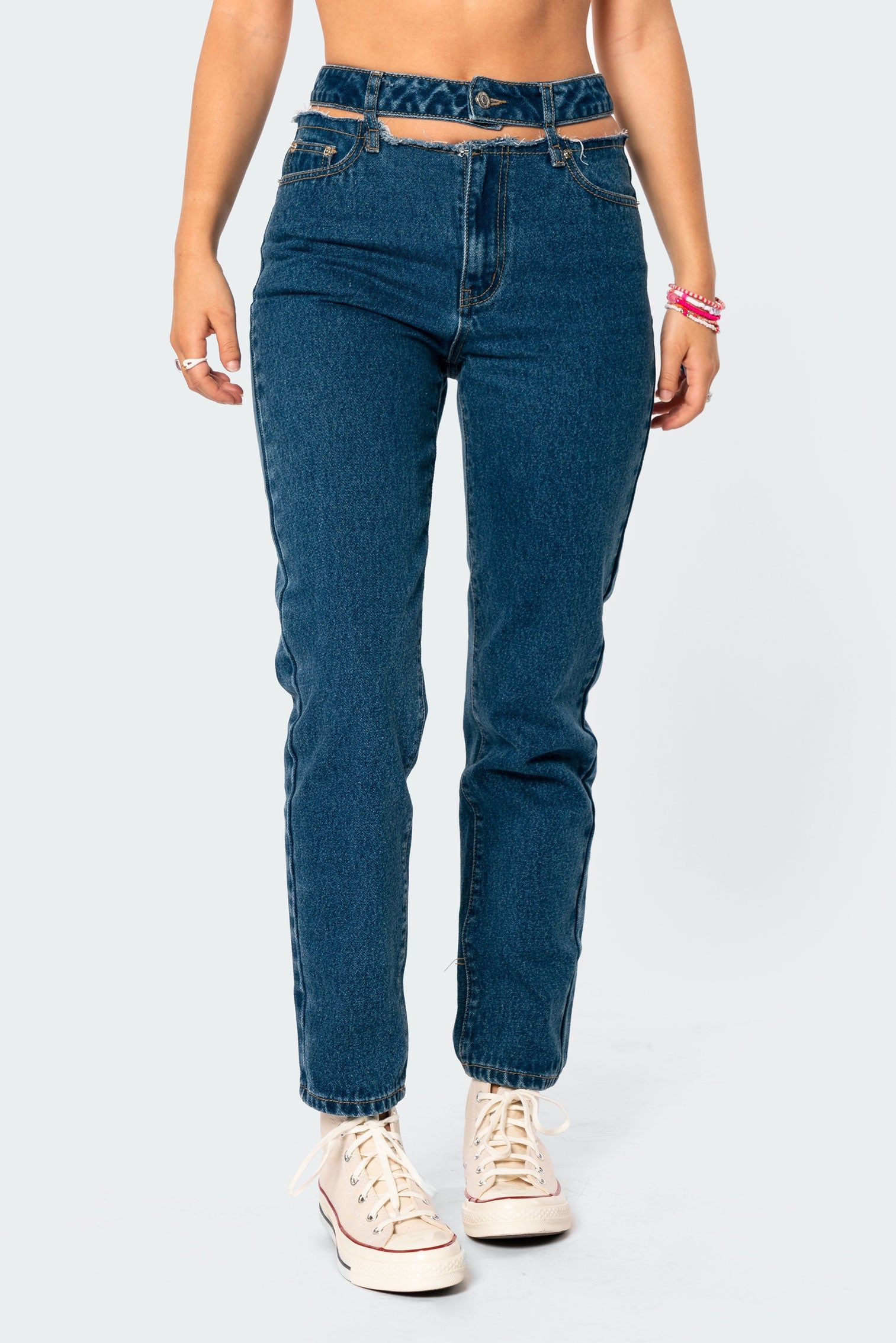 Slasher Belted Mom Jeans sold by Edikted product image thumbnail 2