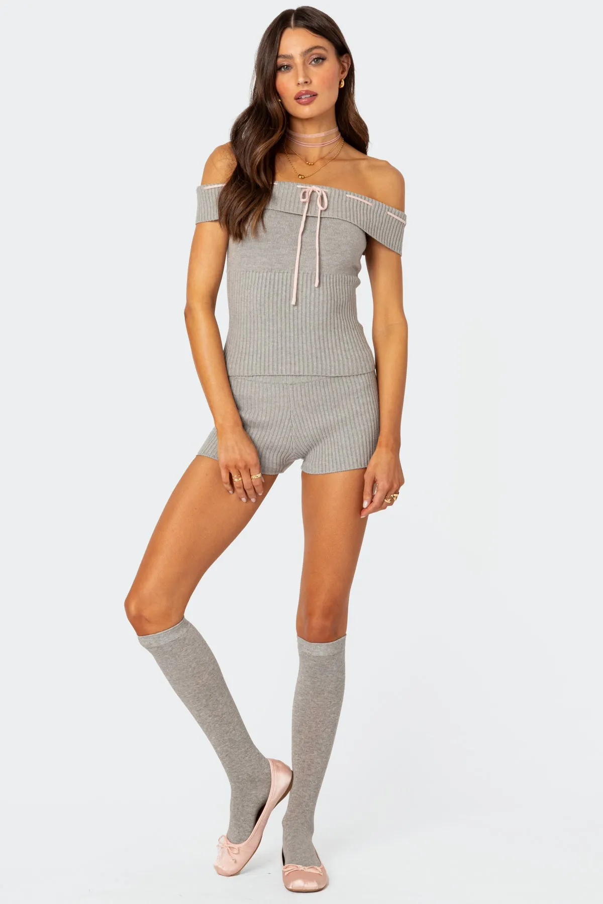 Bow Time Fold Over Knit Top sold by Edikted product image thumbnail 2