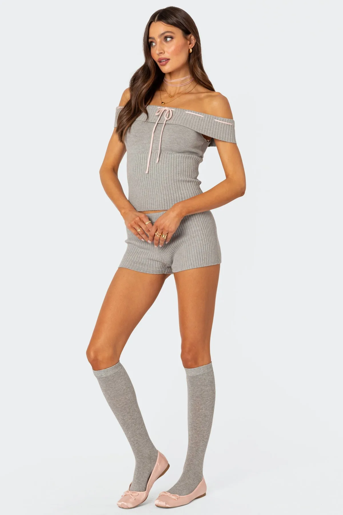 Bow Time Fold Over Knit Top sold by Edikted product image thumbnail 4