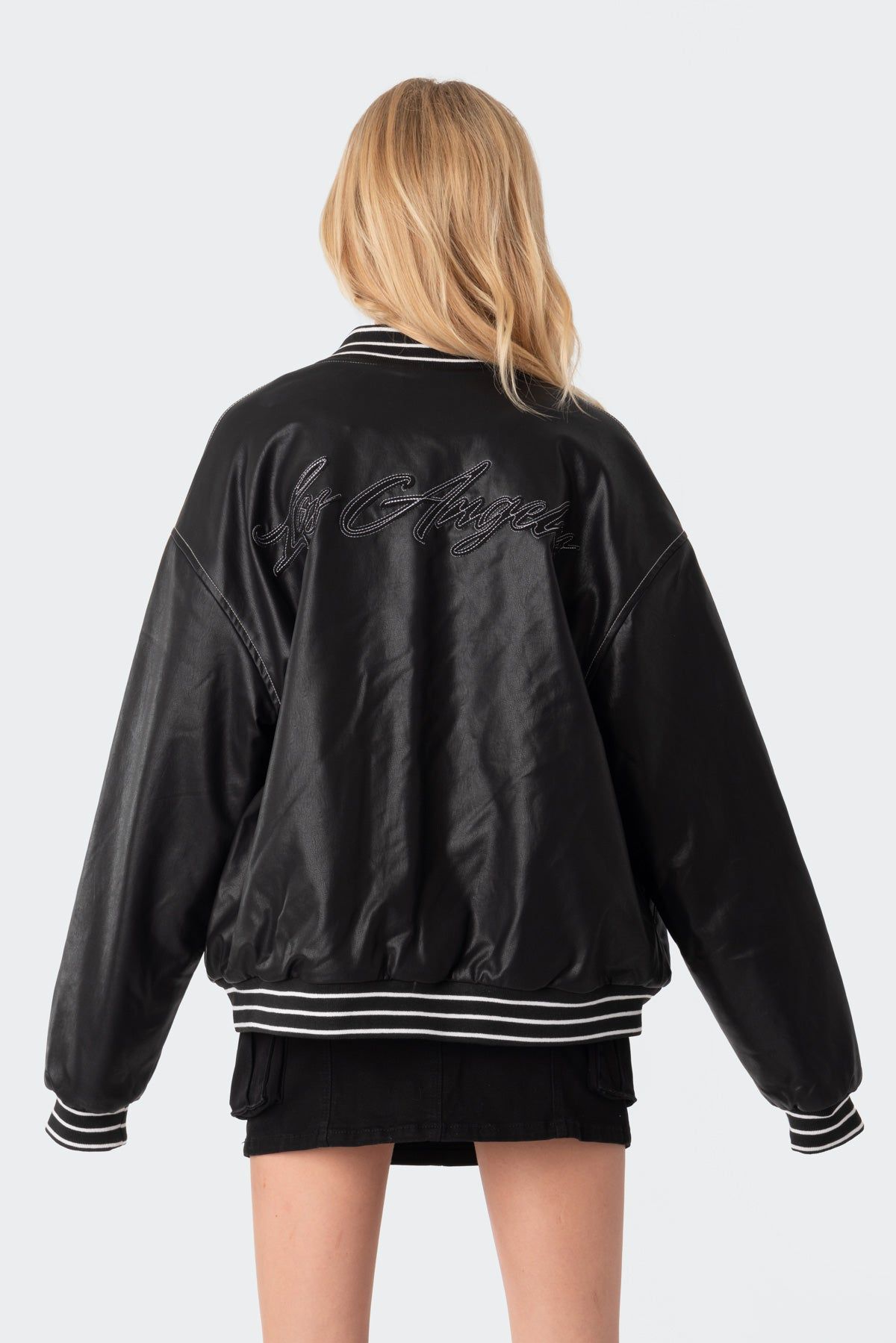 Maddox Faux Leather Bomber Jacket sold by Edikted product image thumbnail 5