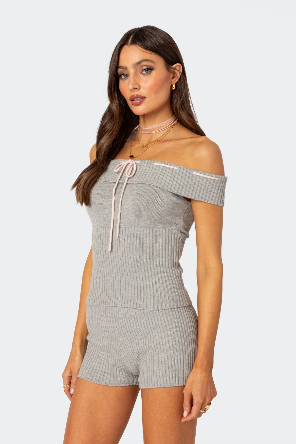 Bow Time Fold Over Knit Top sold by Edikted product image thumbnail 3