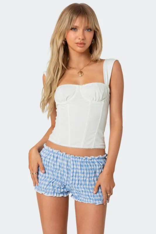 Marcella Wide Strap Mesh Corset sold by Edikted