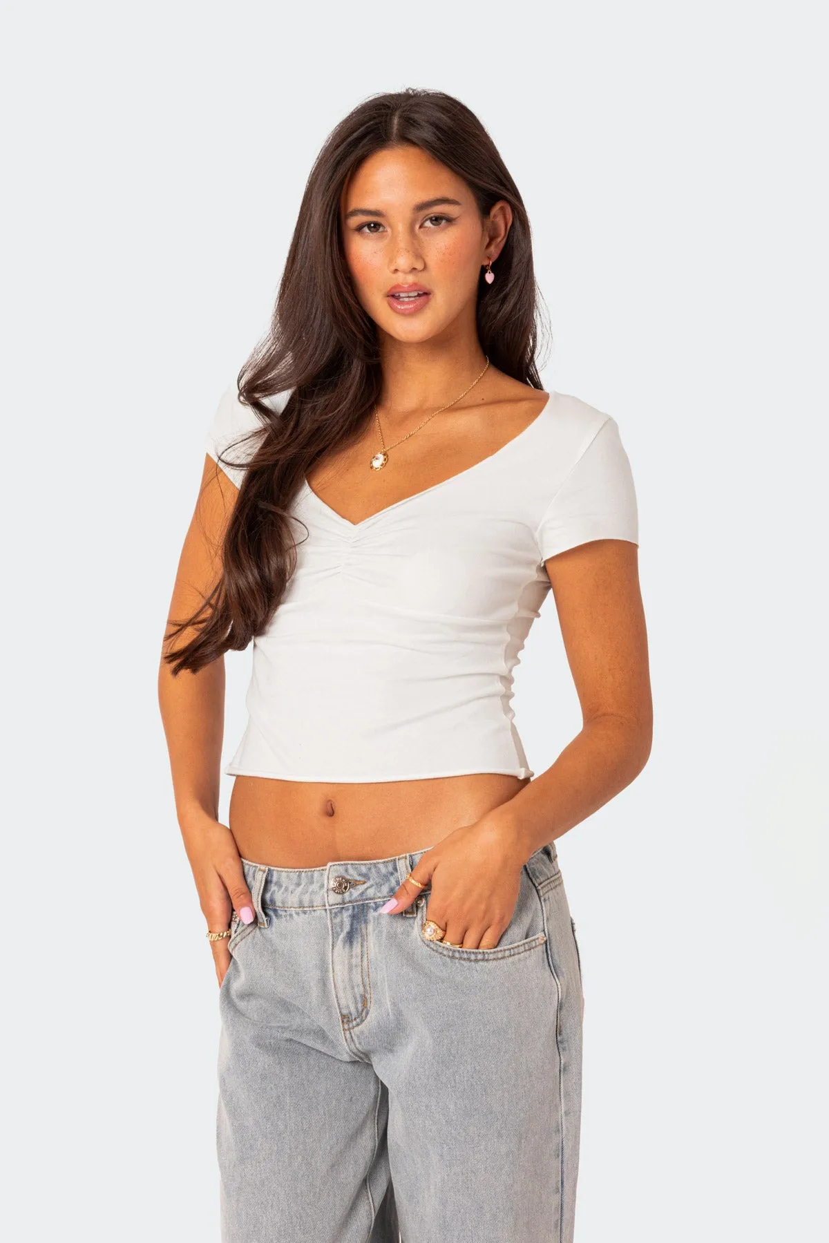 Ava V Neck Ruched Top sold by Edikted product image thumbnail 3