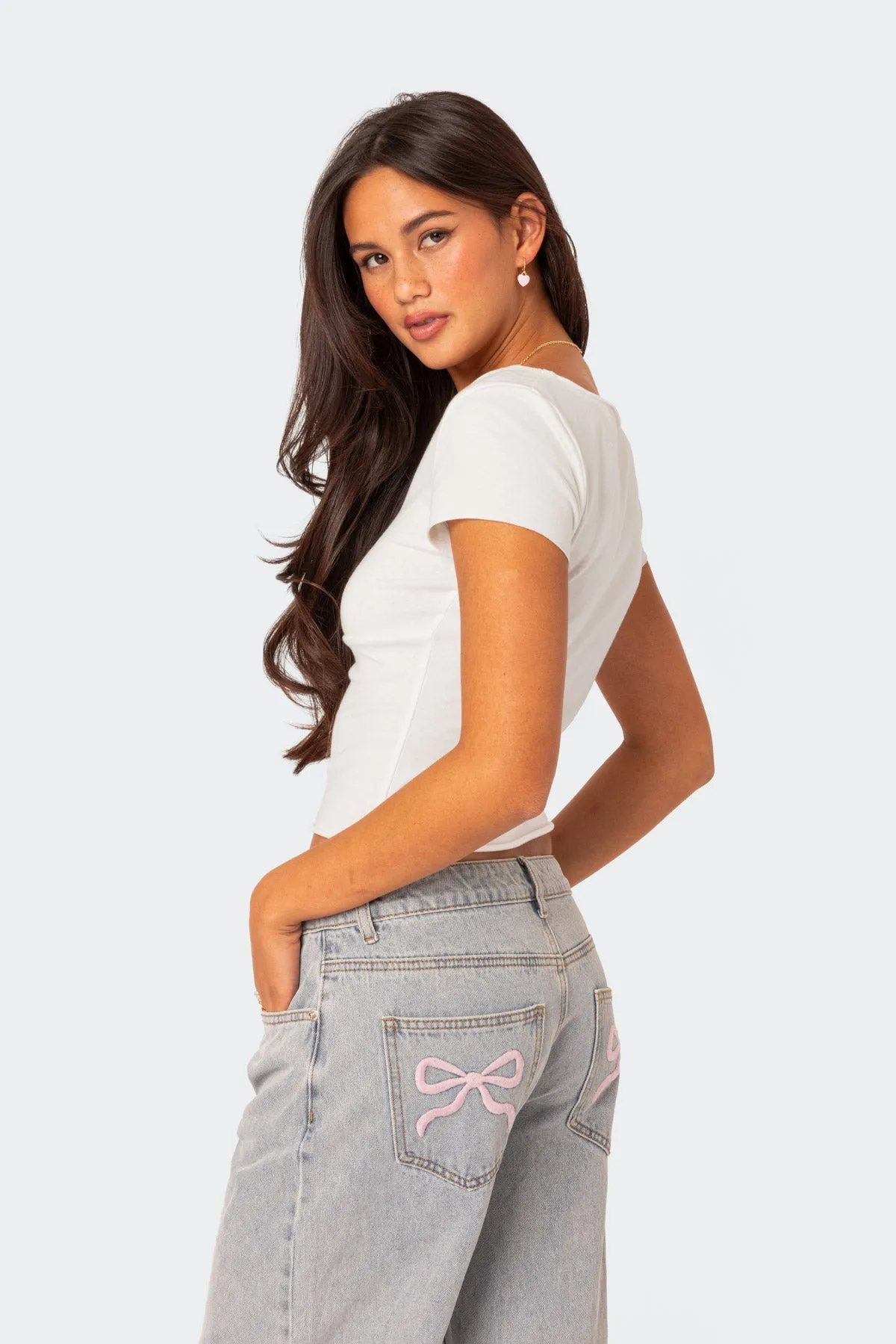 Ava V Neck Ruched Top sold by Edikted product image thumbnail 4