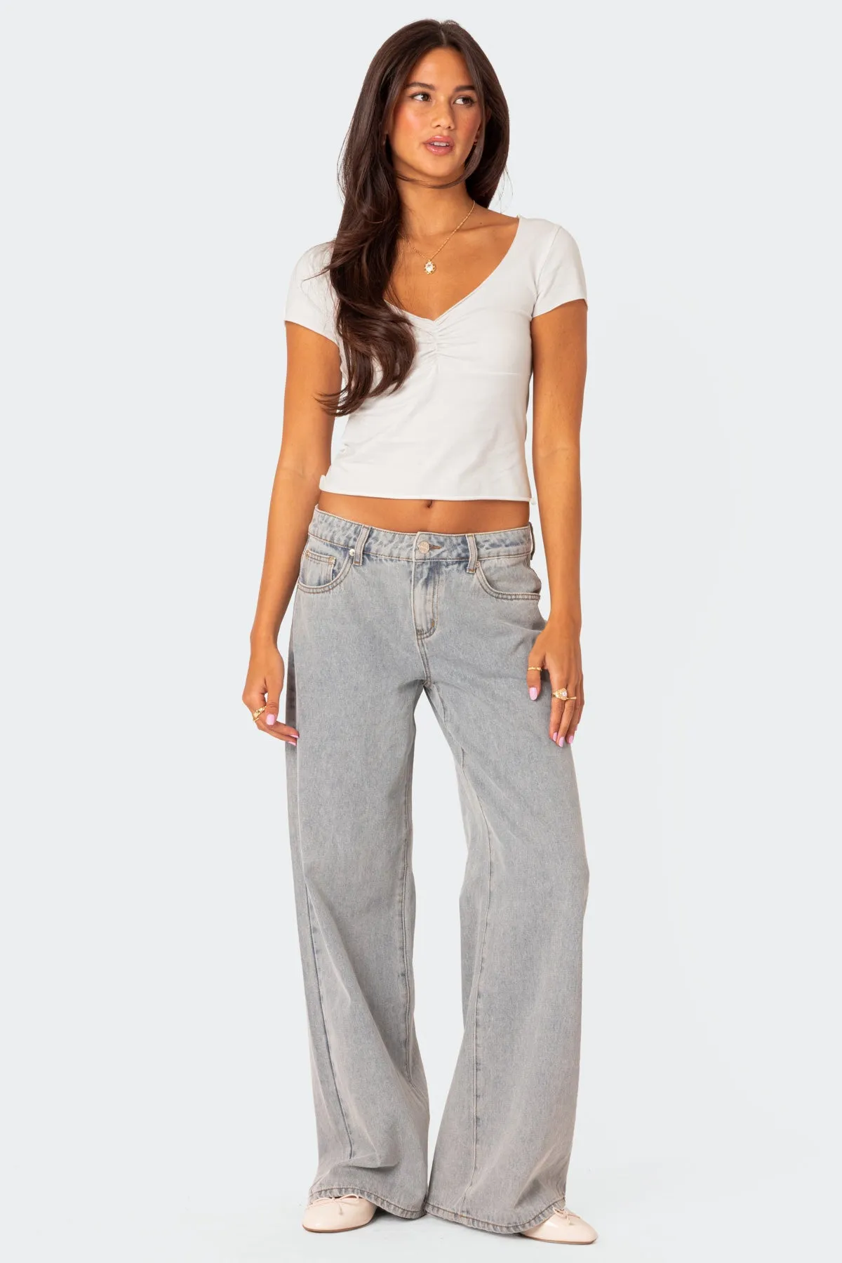 Ava V Neck Ruched Top sold by Edikted product image thumbnail 2