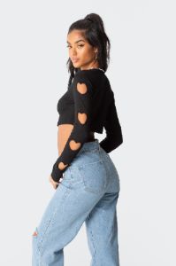 Empty Heart Ribbed Top sold by Edikted