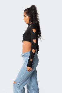 Empty Heart Ribbed Top sold by Edikted