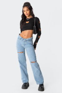 Empty Heart Ribbed Top sold by Edikted