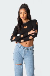 Empty Heart Ribbed Top sold by Edikted