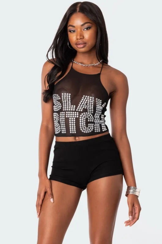 Slay B Sheer Mesh Crop Top sold by Edikted