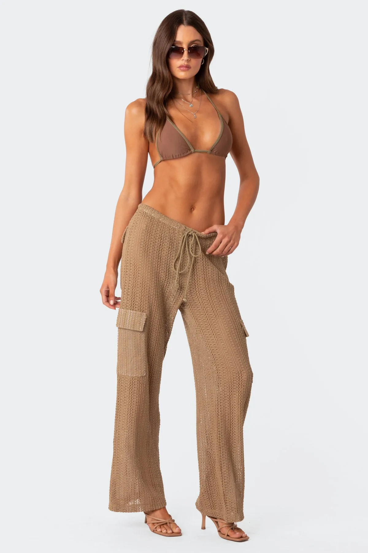 Ines Crochet Low Rise Cargo Pants sold by Edikted