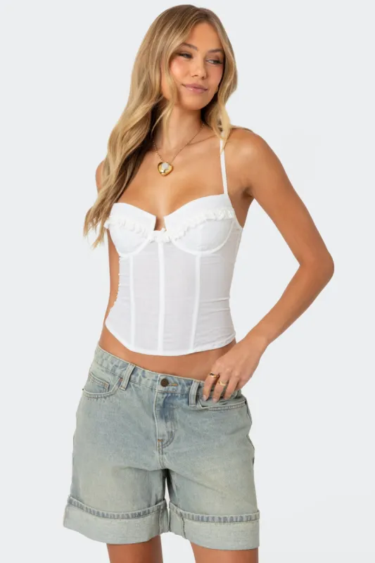 Semi Sheer Linen Look Corset sold by Edikted