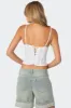 Semi Sheer Linen Look Corset sold by Edikted