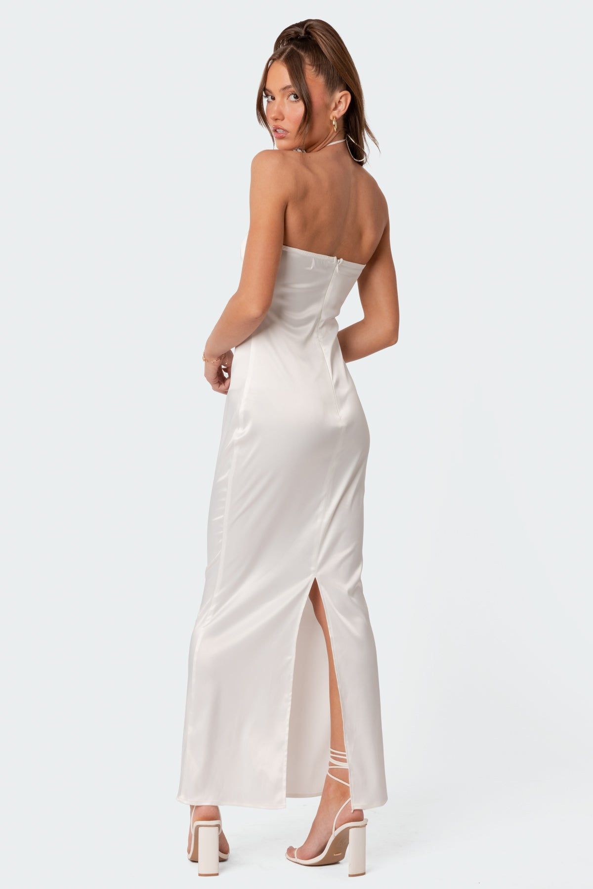 Serenity Satin Back Slit Maxi Dress sold by Edikted product image thumbnail 2