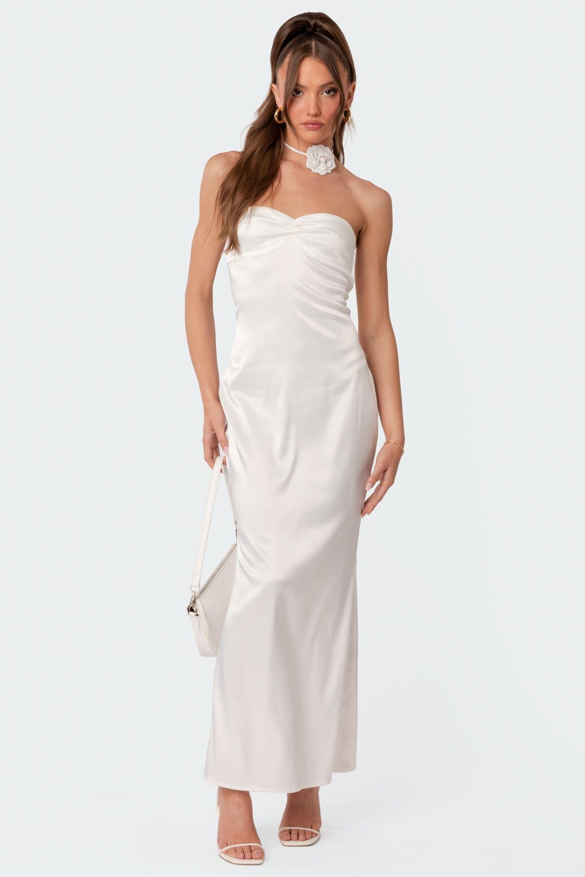 Serenity Satin Back Slit Maxi Dress sold by Edikted product image thumbnail 3