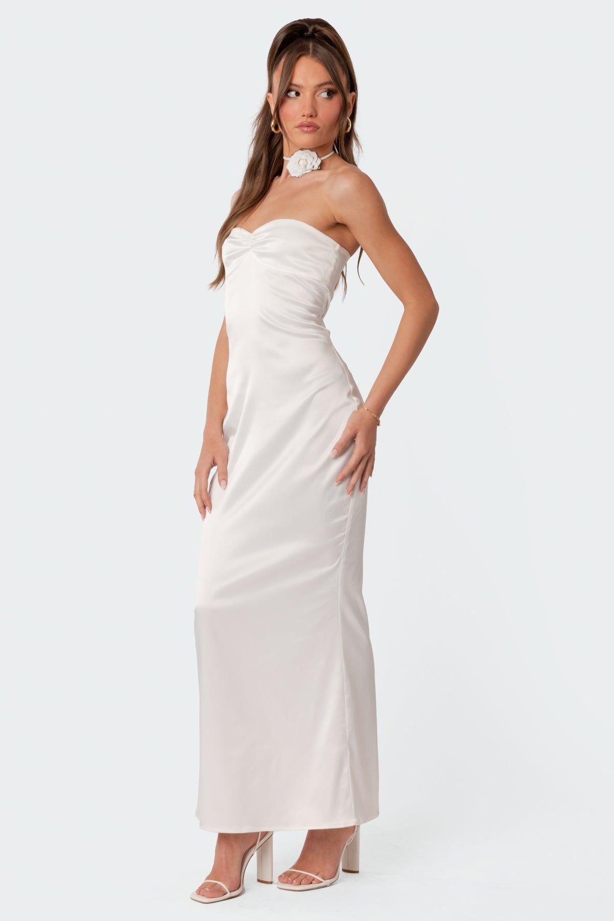 Serenity Satin Back Slit Maxi Dress sold by Edikted product image thumbnail 5