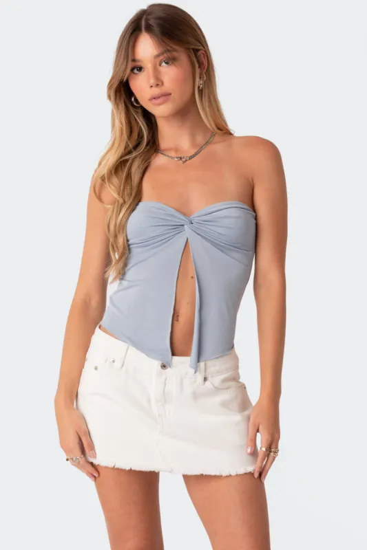 Twisted Split Front Tube Top sold by Edikted
